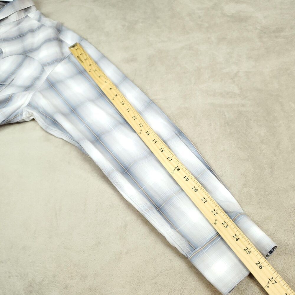 Stetson Shirt Mens XXL Blue White Plaid Pearl Snap Flip Cuff Western Cowboy - Picture 12 of 16